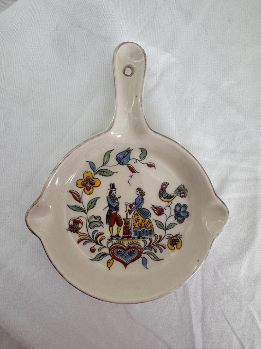 Vintage Crooksville Iva-Lure Dairy Maid Skillet Spoon Rest Ashtray 50's Folk Art